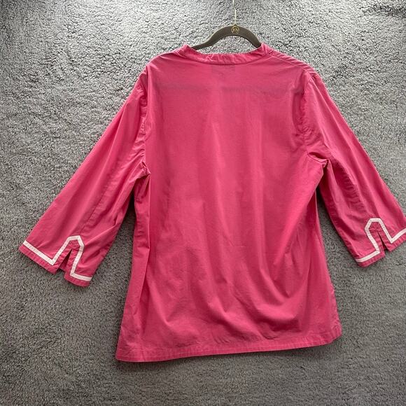 Jones New York Large Pink Tunic Top‎ Embroidered Floral V-Neck 3/4 Sleeves - Picture 10 of 10